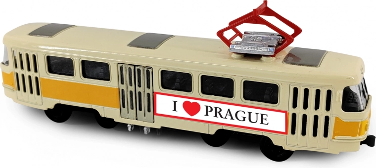 Metalen retrotram PRAGUE T3 16 cm met terugtrekmotor