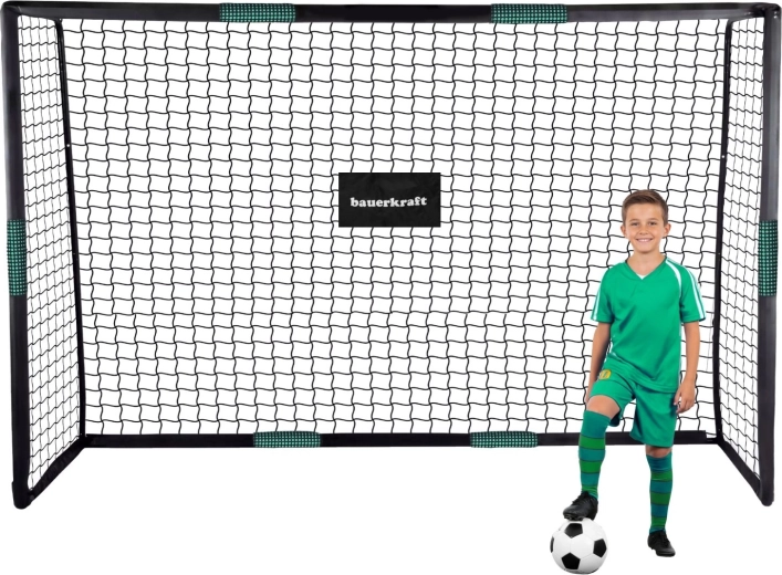 Voetbaldoel Bauerkraft 300 × 200 × 120 cm met trainingsnet zwart-groen