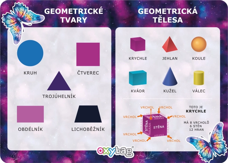 Educatieve kaart A4 geometrische vormen – vlinder