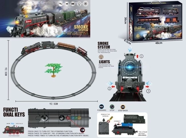 Treinset met 48 onderdelen rook, licht, geluid