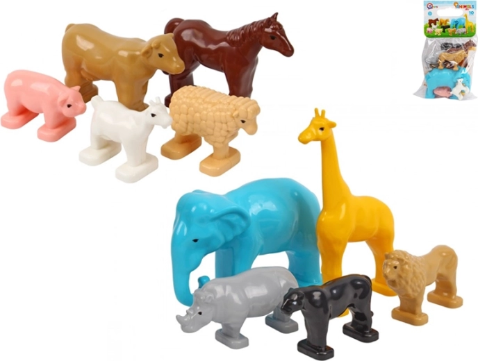 Set van 10 plastic diertjes in zakje