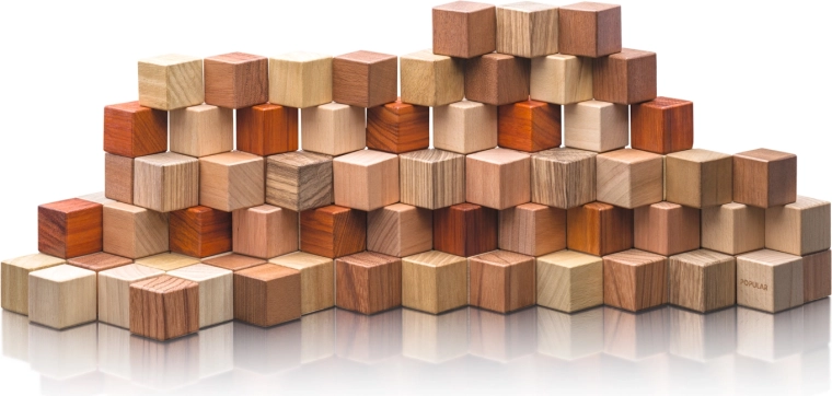 Houten blokjes 2,5 cm, 100 stuks