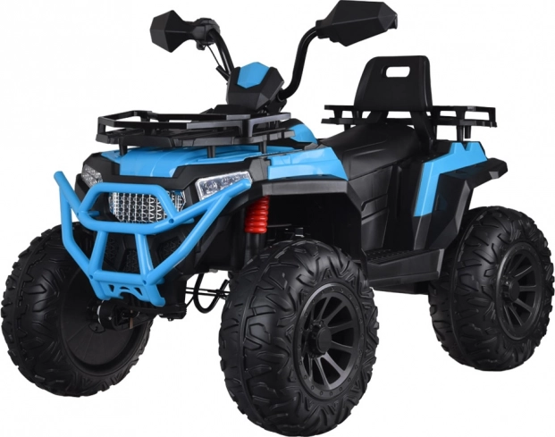 Elektrische kinderquad 4x4 met gas in het handvat en achtervering – Blauw