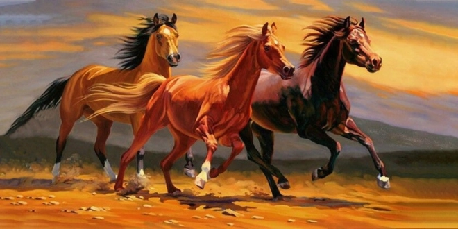 Diamantmozaïek – drie paarden