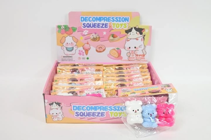 Mini antistress knijpbeertjes (set van 3 stuks)
