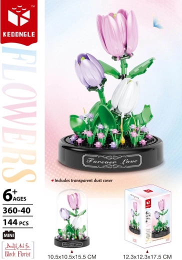 Bouwset tulpen onder een beschermende stolp 144 stukjes - 1 stuk
