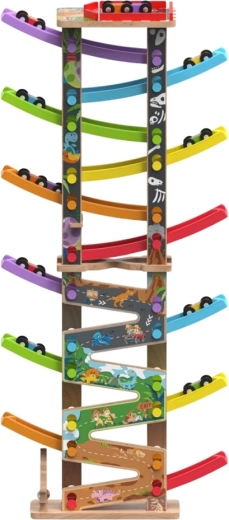 2Kids Toys grote houten racebaan met 12 hellingen