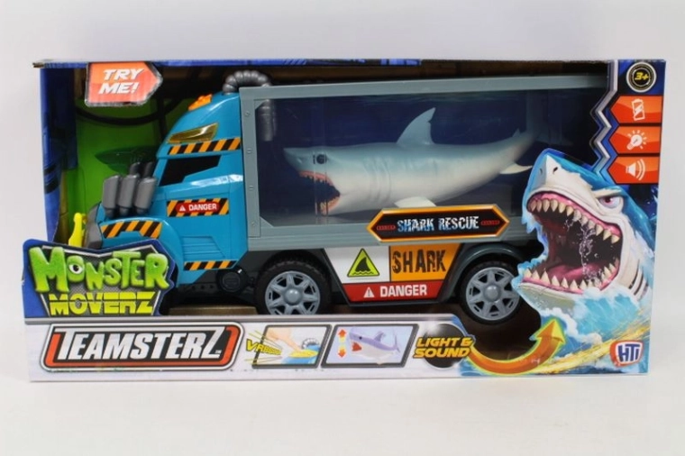 Teamsterz Monster Moverz vrachtwagen met aanhanger met haaienbek met licht en geluid