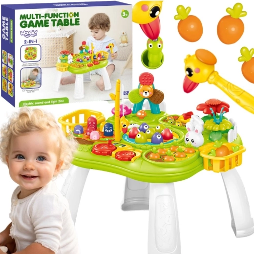 Woopie interactieve educatieve tafel 2-in-1 met vissen vangen, hamertje en sorteerder met licht en geluid