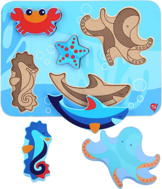 Houten inlegpuzzel Sea World – LUCY & LEO, 6 stukjes