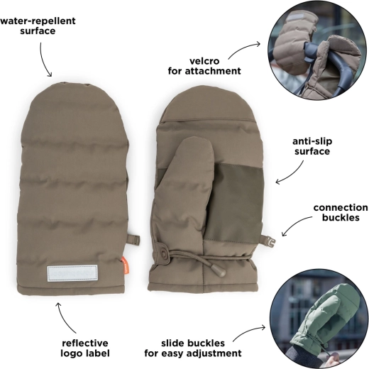 Done by Deer kinderwagenhandschoenen, grijsbruin