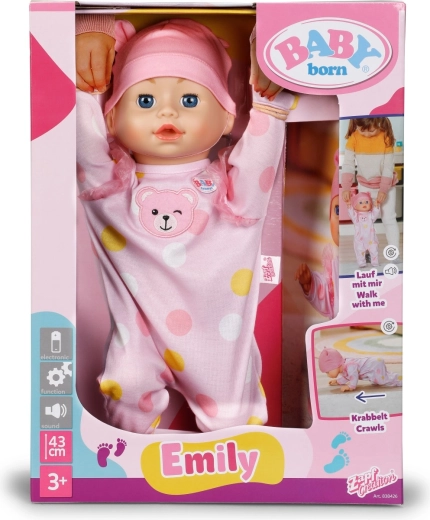 Interactieve pop BABY born Emily 43 cm – loopt en kruipt