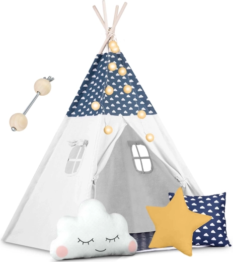 Kinder-tipi met lampjes Nukido – marineblauw