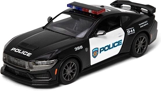 Metalen model Ford Mustang Dark Horse 2024 politie-editie 1:43, zwart