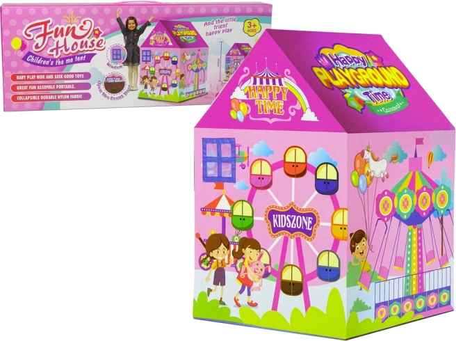 Kinder tent Huisje Vrolijk Stadje Roze