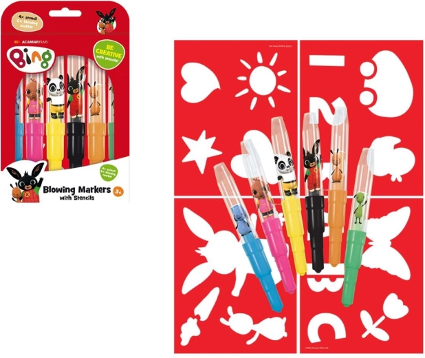 Blaasstiften met sjablonen KONIJNTJE BING, set van 6 stuks