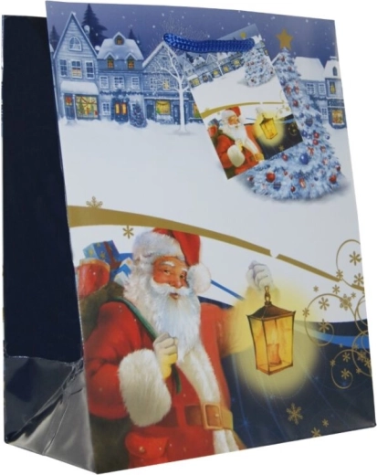 Kerstcadeautas met Santa Claus-motief, middelgroot (A5), assort 5 motieven - 1 stuk