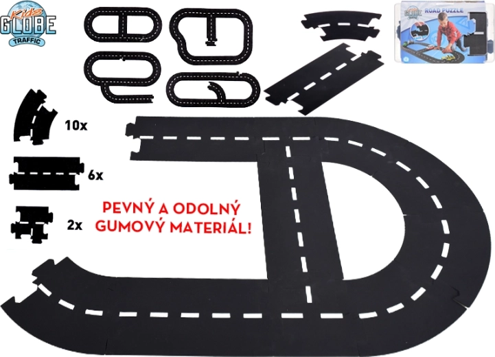 Kids Globe Traffic racebaan – flexibele rubberen weg 18 stukken