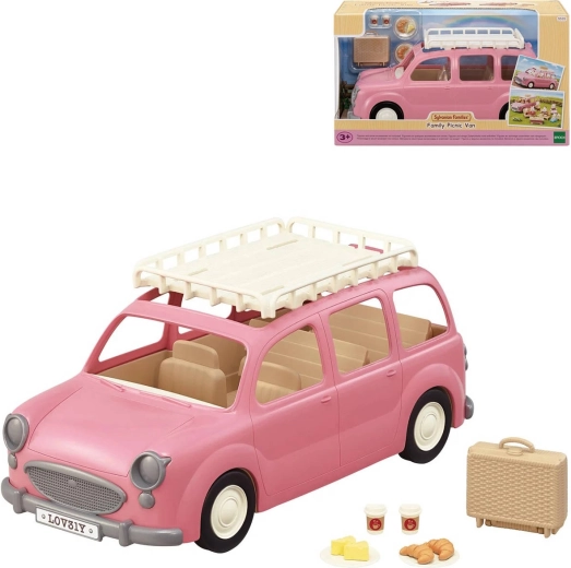 Sylvanian Families roze gezinsbusje met picknickaccessoires