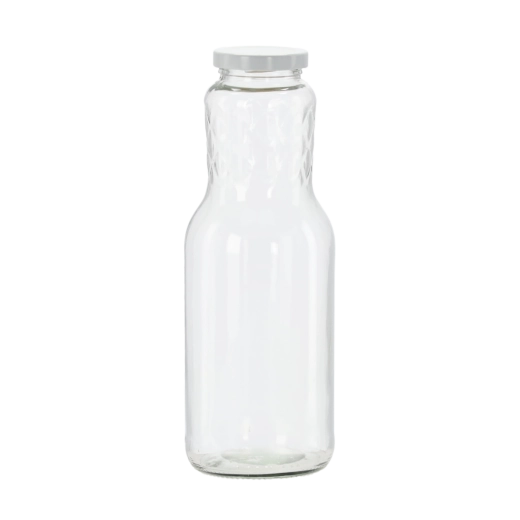 Glazen fles 1 l met metalen schroefdop