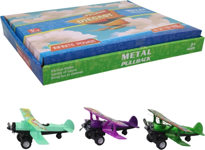 Metalen vliegtuig in displaydoos