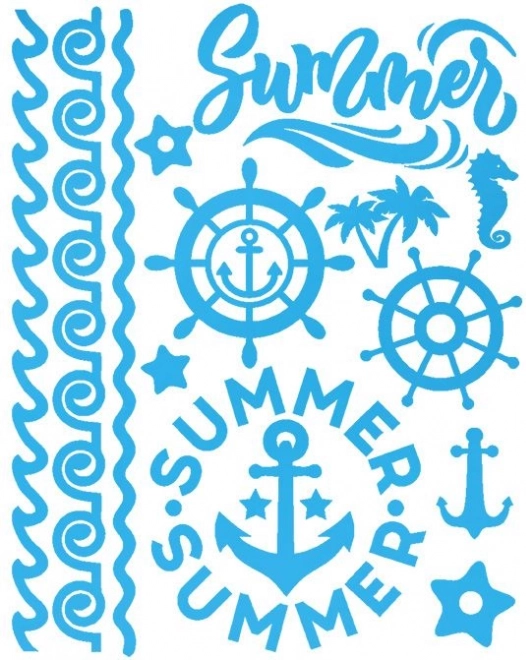 Opstrijkbare patches met maritiem thema – groot vel 20 × 30 cm