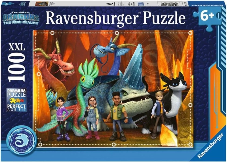 RAVENSBURGER kinderpuzzel HOW TO TRAIN YOUR DRAGON: THE NINE REALMS xxl 100 stukjes