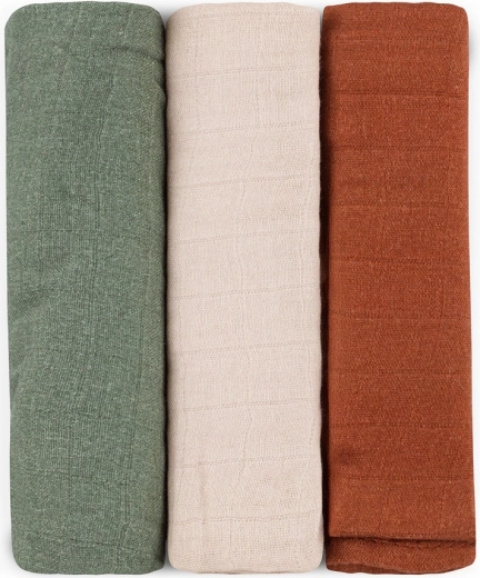 Bamboe mousseline doeken PETITE&MARS Moussy Earth Tones 68 × 68 cm, set van 3 stuks