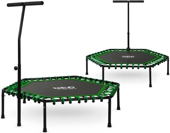 Neo-Sport zeshoekige fitness trampoline met handgreep 127 cm groen