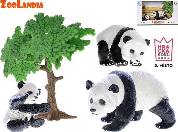 Zoolandia panda met jongen en accessoires – set met zoo-figuren