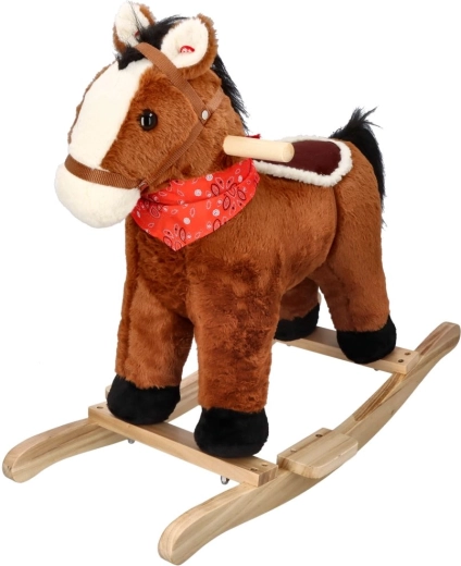 Bruine schommelende pluchen pony voor kinderen