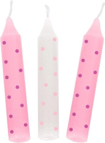Set verjaardagskaarsjes met roze stippen