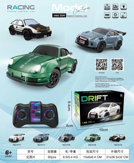Sportieve RC-driftauto 1:64 zwart
