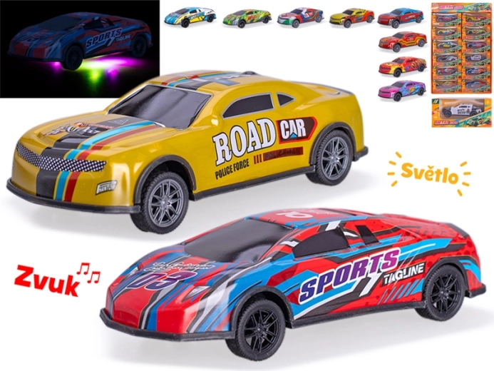 Raceauto met terugtrekmechanisme 12,5 cm met licht en geluid