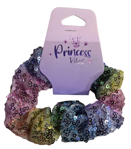 PINK haarelastiek scrunchie met pailletten - 1 stuk