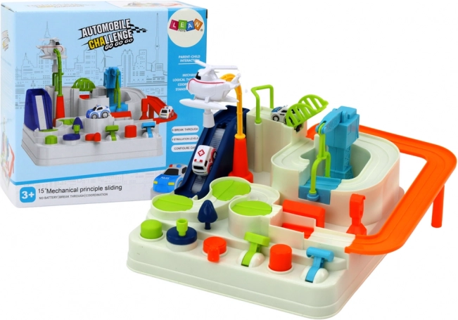 Interactieve parkeerbaan voor kinderen met autootjes