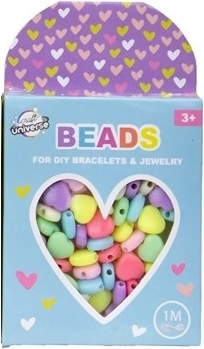 Set kralen - hartjes + 1 meter koord