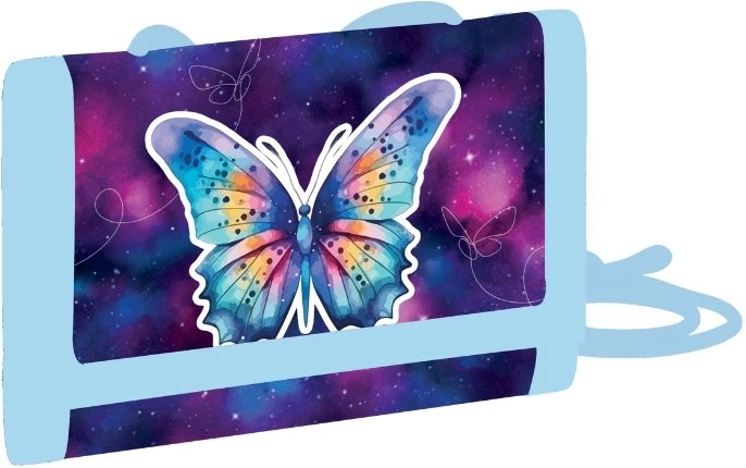 Kinder textielen portemonnee Vlinder voor om de nek met klittenbandsluiting