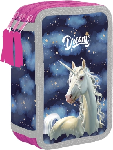 Drievaks schooletui Unicorn – zonder inhoud