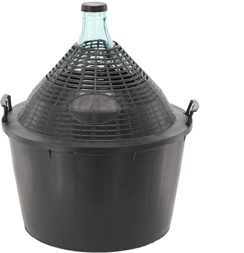 Glazen gistballon in kunststof mand 34 l met smalle hals