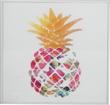 Schilderij met ananas 20 × 20 cm in lijst