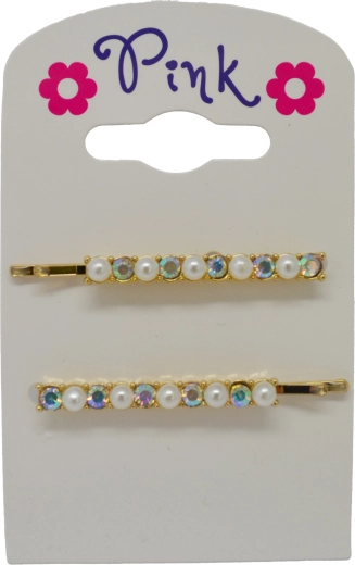 Set van 2 haarspelden met parels en steentjes
