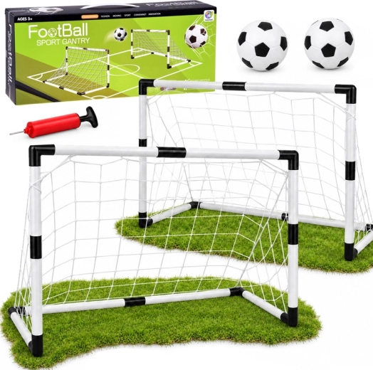 Kinder-voetbalset met 2 doelen 95 × 70 cm, 2 ballen en een pomp