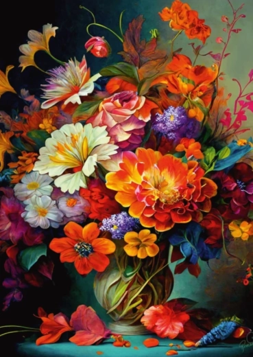 Dino puzzel bloemen in vaas 1000 stukjes