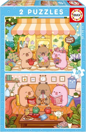 Educa puzzel CapyFun 2×48 stukjes