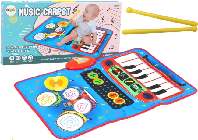 Interactieve muzikale mat 2in1 drumstel en piano met stokjes