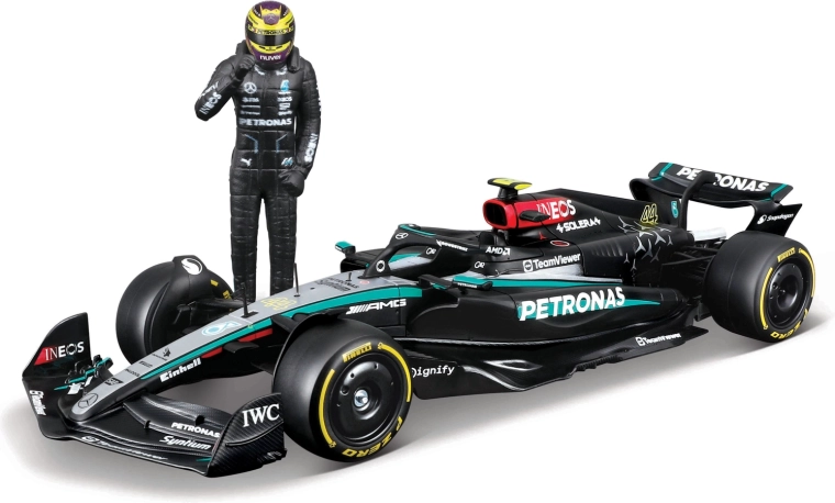 Bburago F1-model Mercedes-AMG Petronas W15 2024 Lewis Hamilton 1:24 met coureursfiguur