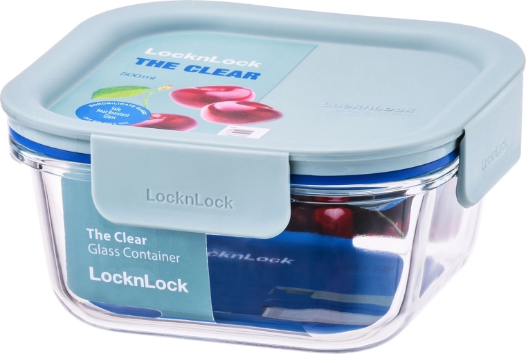 Doos Clear vierkant van borosilicaatglas 500 ml mint