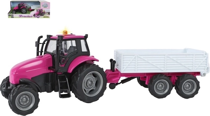 Tractor met aanhanger met licht- en geluidseffecten 25 cm