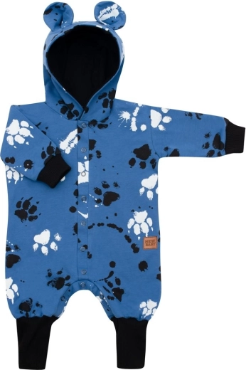 Babykatoenen overall met capuchon en oortjes NEW BABY, blauw